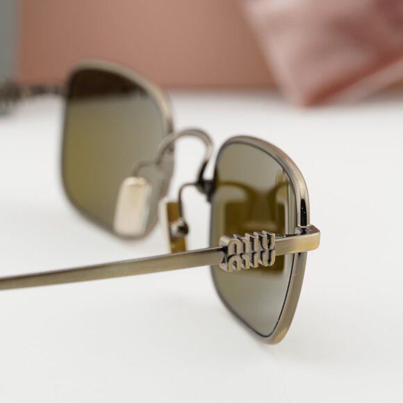 Miu Miu MUA53S 26C09Z Rectangle Sunglasses – Old Gold/Dark Brown main image 5
